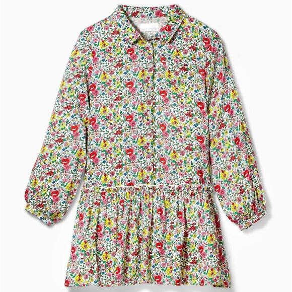 Rockets of Awesome Girls size 7 Floral Drop Waist Shirt Dress - Picture 1 of 8